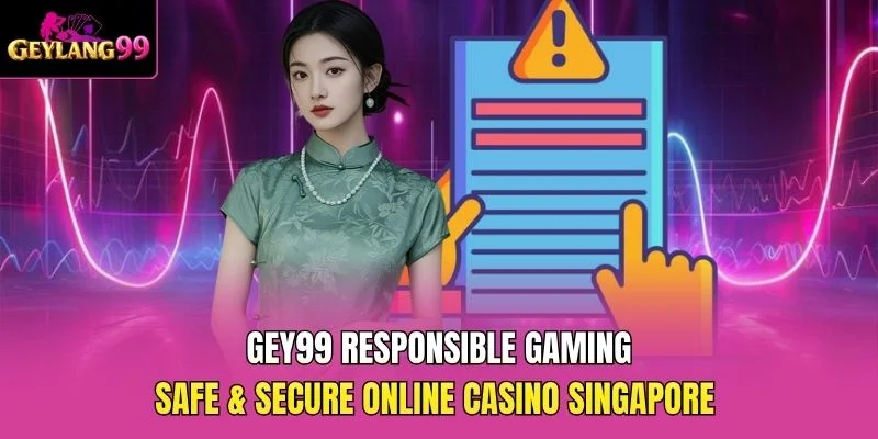 GEY99 Responsible Gaming — Safe and Secure Online Casino Singapore promotional banner with GEYLANG99 logo and responsible play messaging